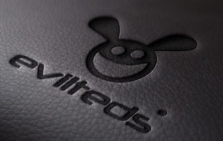 EvilTeds embossed on leather