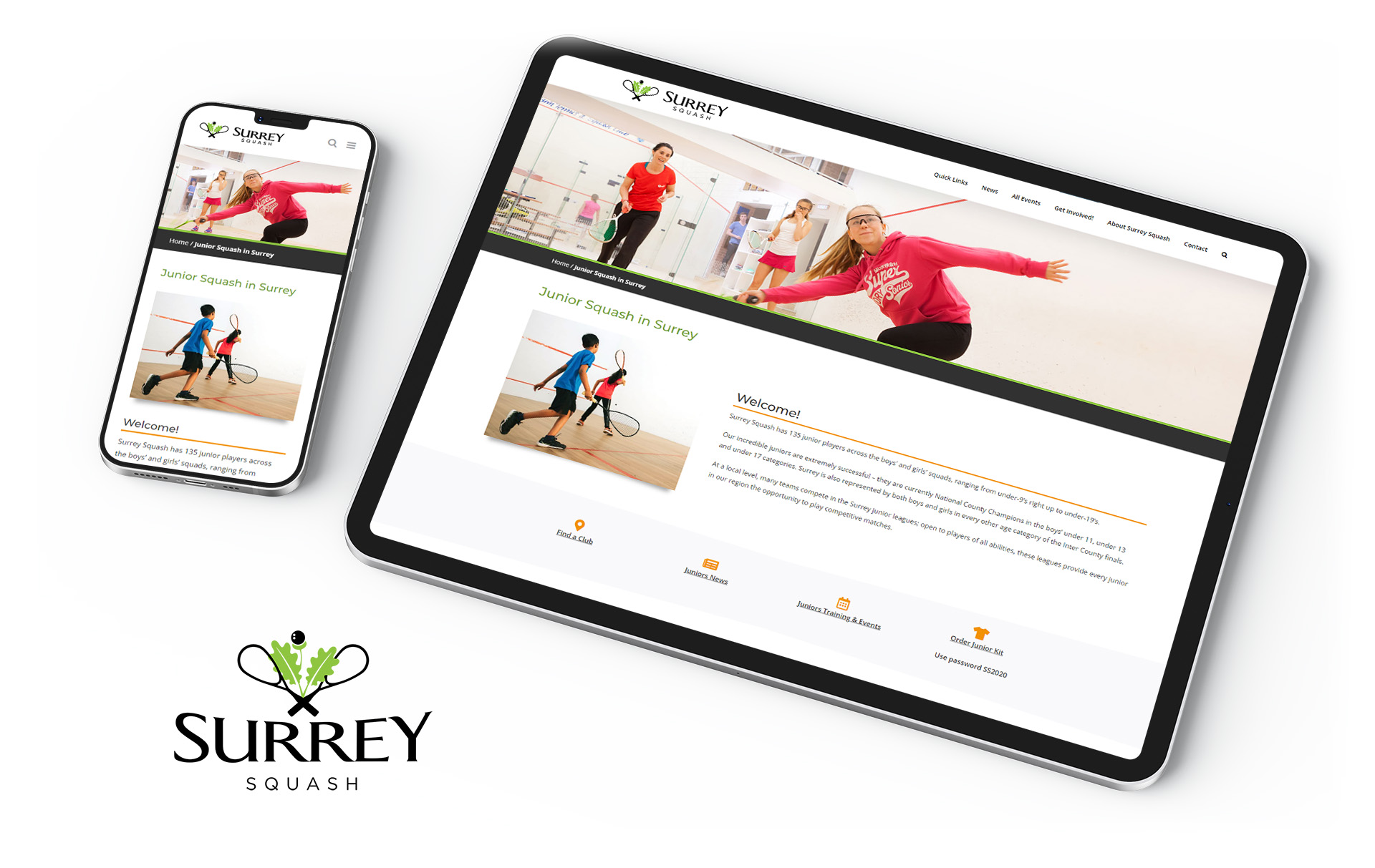 Surrey Squash website on 2 devices Surrey Squash website on 2 devices