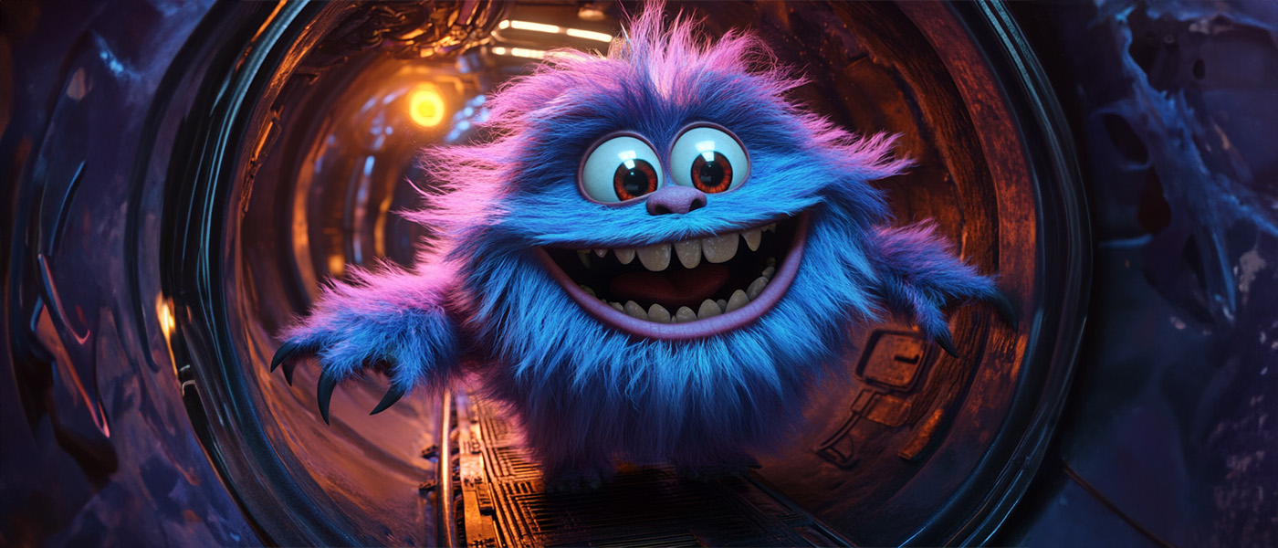 Happy monster exploring a new world.