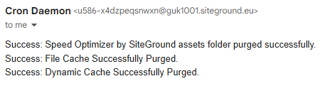 Email with success message