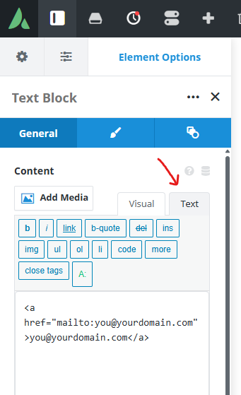 Avada Text Block Source Editor